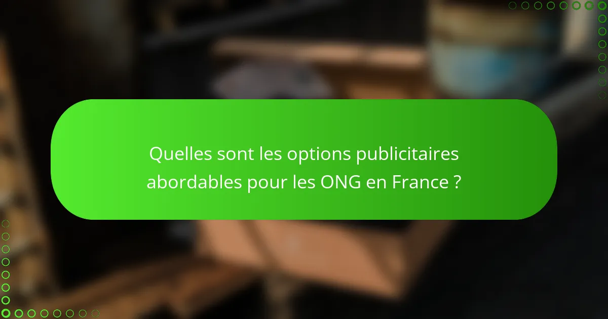Quelles sont les options publicitaires abordables pour les ONG en France ?